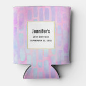 Blauwe rechthoekvormen op roze achtergrond Birthda Blikjeskoeler (Voorkant)