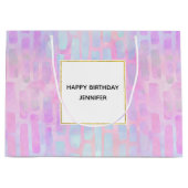 Blauwe rechthoekvormen op roze achtergrond Birthda Groot Cadeauzakje (Voorkant)