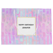 Blauwe rechthoekvormen op roze achtergrond Birthda Groot Cadeauzakje (Achterkant)