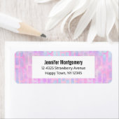 Blauwe rechthoekvormen op roze achtergrond etiket (Insitu)