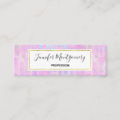 Blauwe rechthoekvormen op roze achtergrond mini visitekaartje (Voorkant)