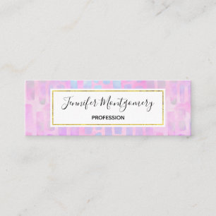 Blauwe rechthoekvormen op roze achtergrond mini visitekaartje