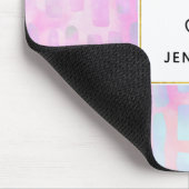 Blauwe rechthoekvormen op roze achtergrond muismat (Hoek)