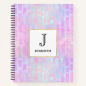 Blauwe rechthoekvormen op roze achtergrond notitieboek (Voorkant)