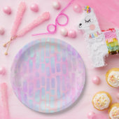 Blauwe rechthoekvormen op roze achtergrond papieren bordje (Feest)