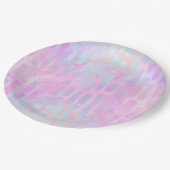 Blauwe rechthoekvormen op roze achtergrond papieren bordje (Gekanteld)