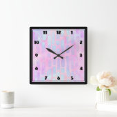 Blauwe rechthoekvormen op roze achtergrond vierkante klok (Huis)