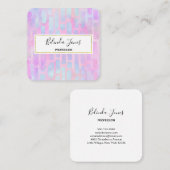 Blauwe rechthoekvormen op roze achtergrond vierkante visitekaartje (Voorkant / Achterkant)