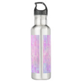 Blauwe rechthoekvormen op roze achtergrondmonogram waterfles (Achterkant)