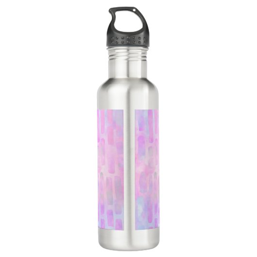 Blauwe rechthoekvormen op roze achtergrondmonogram waterfles  (Achterkant)