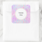 Blauwe rechthoekvormen op Roze Dank je Vierkante Sticker (Tas)