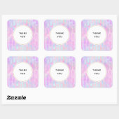 Blauwe rechthoekvormen op Roze Dank je Vierkante Sticker (Vel)