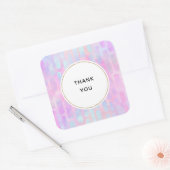 Blauwe rechthoekvormen op Roze Dank je Vierkante Sticker (Envelop)