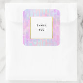 Blauwe rechthoekvormen op Roze Dank je Vierkante Sticker (Tas)