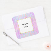 Blauwe rechthoekvormen op Roze Dank je Vierkante Sticker (Envelop)