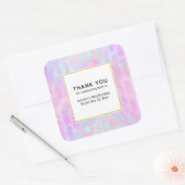 Blauwe rechthoekvormen op roze Partij Dank je Vierkante Sticker (Envelop)