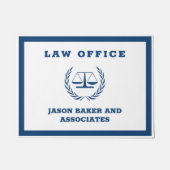 Blauwe rechtsschaal deurmat (Voorkant)