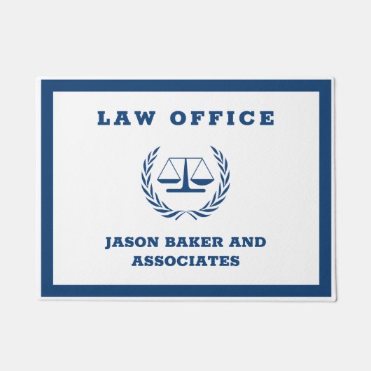 Blauwe rechtsschaal deurmat (Voorkant)