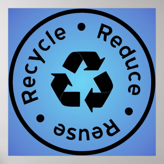 Blauwe reductie, hergebruik, Recyclen Poster (Voorkant)