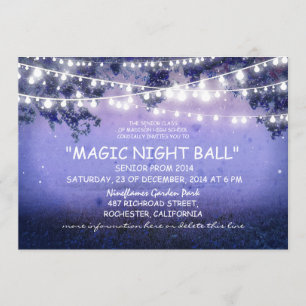 blauwe reeks lichtjes rustic Prom night Invitation Kaart