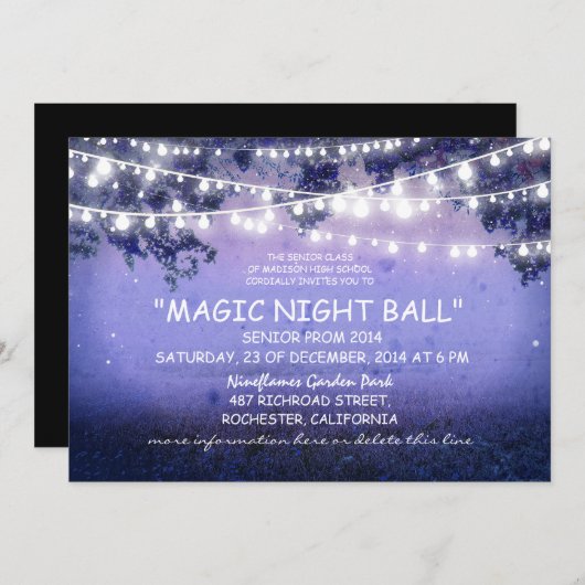 blauwe reeks van lichten rustieke Prom nacht Uitno Kaart (Voorkant / Achterkant)