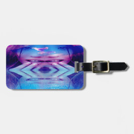 Blauwe reflectie bagagelabel