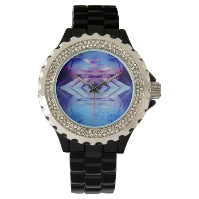 Blauwe reflectie horloge (Voorkant)