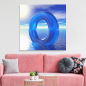 Blauwe reflecties canvas afdruk (Insitu (Woonkamer))