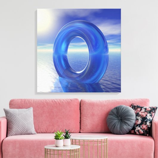 Blauwe reflecties canvas afdruk (Insitu (Woonkamer))