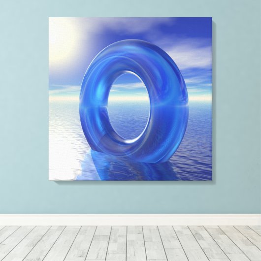 Blauwe reflecties canvas afdruk (Insitu (Houten vloer))