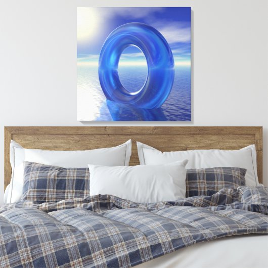 Blauwe reflecties canvas afdruk (Insitu (Slaapkamer))