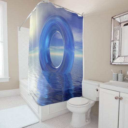 Blauwe Reflecties Douchegordijn (In situ)