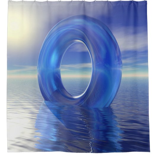 Blauwe Reflecties Douchegordijn (Voorkant)