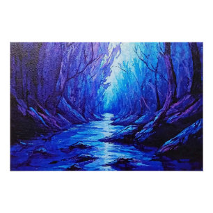 Blauwe reflecties in het mystieke bos perfect poster