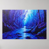 Blauwe reflecties in het mystieke bos poster (Voorkant)