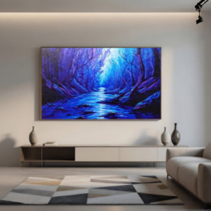 Blauwe reflecties in het mystieke bos poster