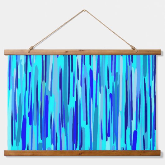 Blauwe Regen druppels Abstract Hangend Wandkleed (Voorkant)