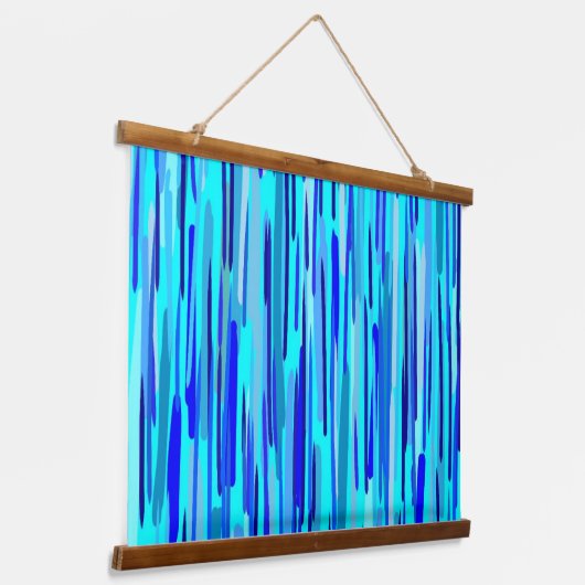 Blauwe Regen druppels Abstract Hangend Wandkleed (Gebogen)