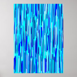 Blauwe Regen druppels Abstract Poster