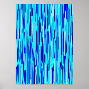 Blauwe Regen druppels Abstract Poster