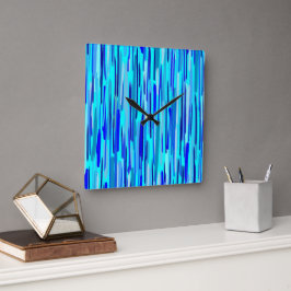 Blauwe Regen druppels Abstract Vierkante Klok