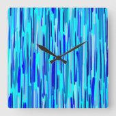 Blauwe Regen druppels Abstract Vierkante Klok (Voorkant)