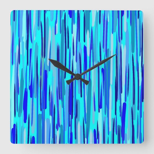 Blauwe Regen druppels Abstract Vierkante Klok (Voorkant)