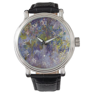 Blauwe regen (linkerhelft) door Claude Monet Horloge