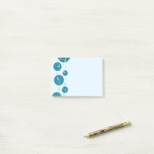 Blauwe regen post-it® notes (Op bureau)