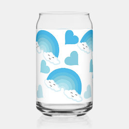 Blauwe regenbogen blikvorm glas