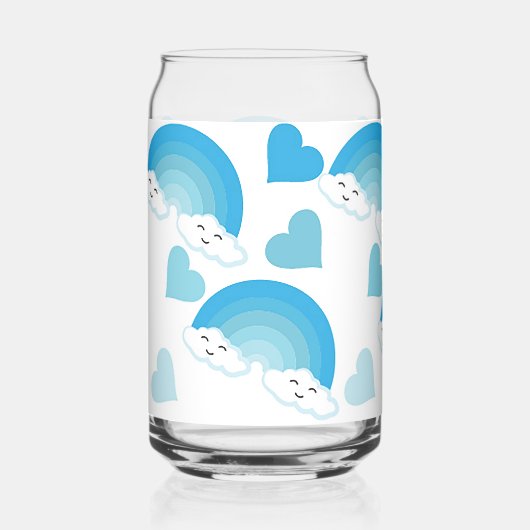 Blauwe regenbogen blikvorm glas (Voorkant)