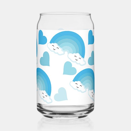 Blauwe regenbogen blikvorm glas (Achterkant)