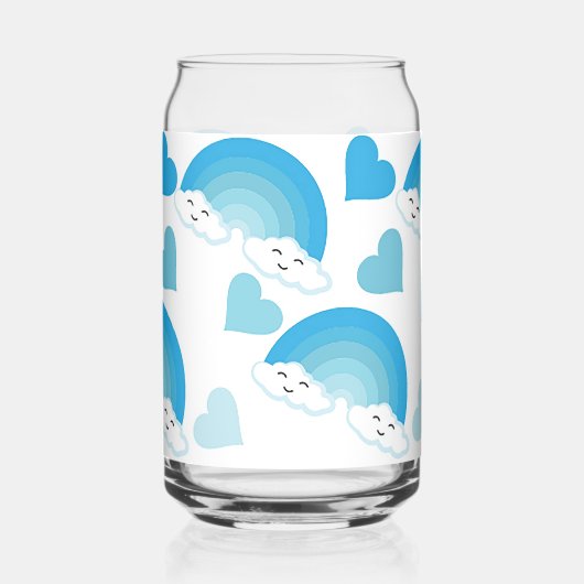 Blauwe regenbogen blikvorm glas (Links)