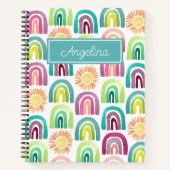 Blauwe regenbogen & zonnen Patroon Kinder Terug na Notitieboek (Voorkant)